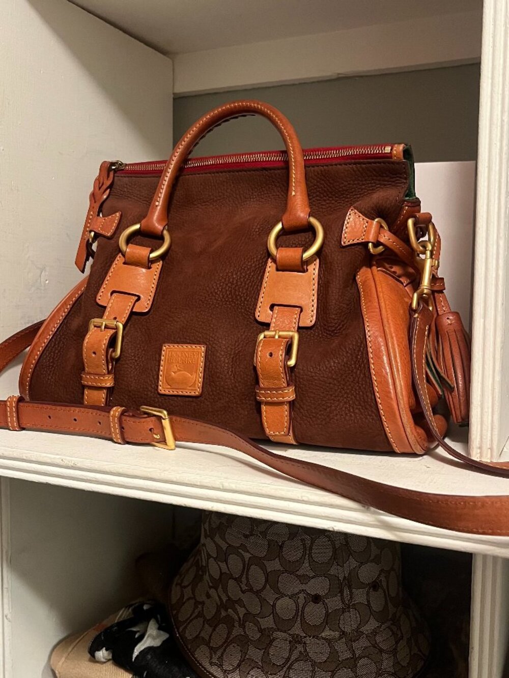 Dooney & Bourke Florentine Suede Satchel w/Clutch and Zip Credit Card Wallet